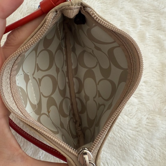 Coach Tan Wristlet with Red Accents - Picture 3 of 3